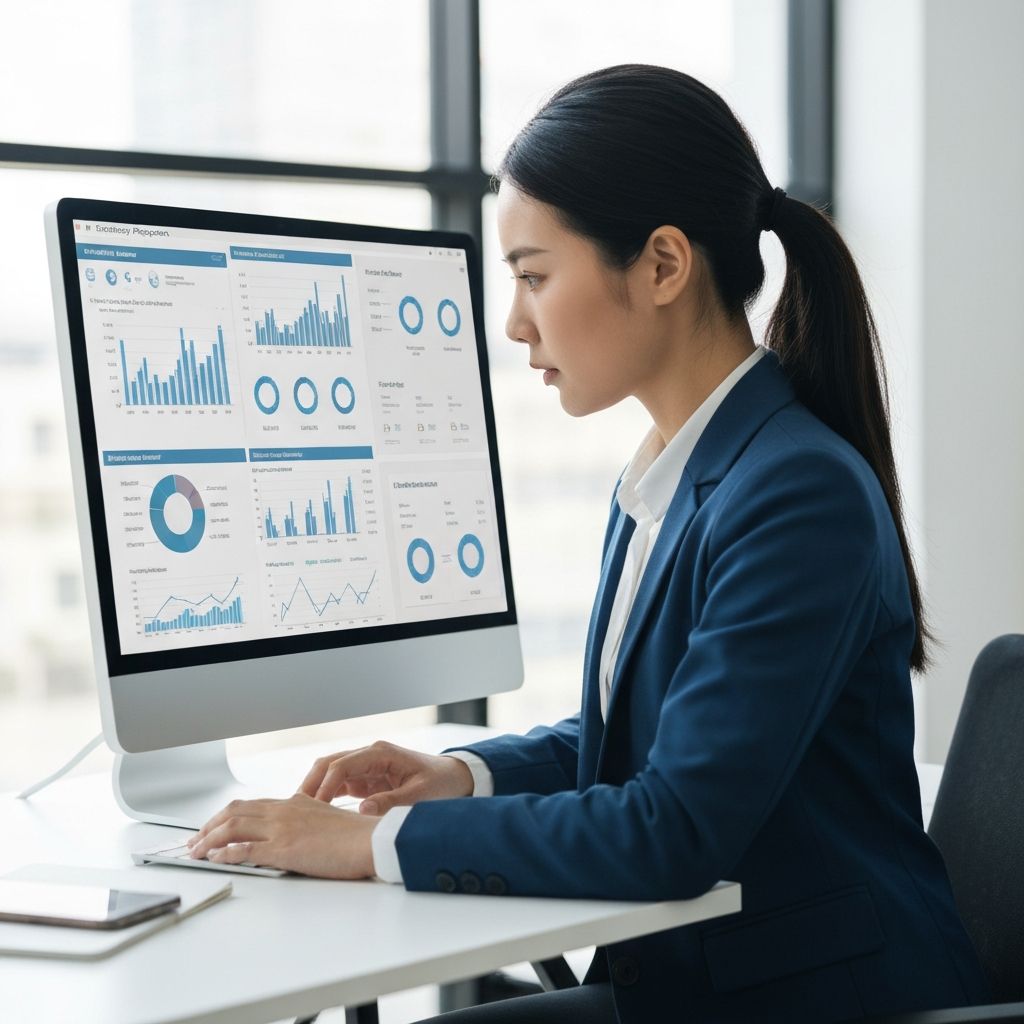 Profesional de finanzas analizando reportes de tesorería y dashboards de flujo de efectivo en pantalla