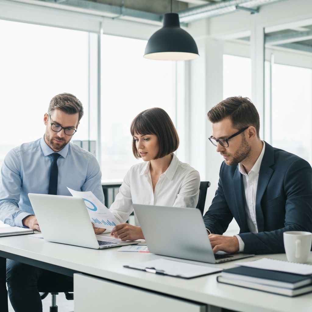 Profesionales trabajando en la gestión de tesorería y análisis financiero para optimizar el flujo de efectivo empresarial